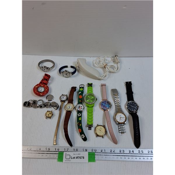 (13) Various Watches & Nintendo Wii Nunchuck Controller