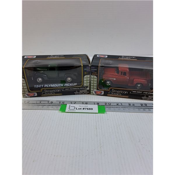 (2) Die Cast Vehicle Models: 1955 Chevy Pick-up & 1941 Plymouth Pick-up - 1:43 Scale