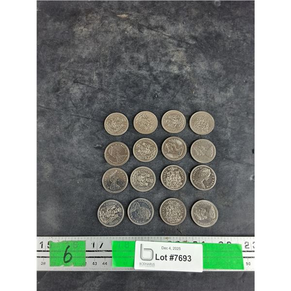 (12) Canadian 50 Cent Coins