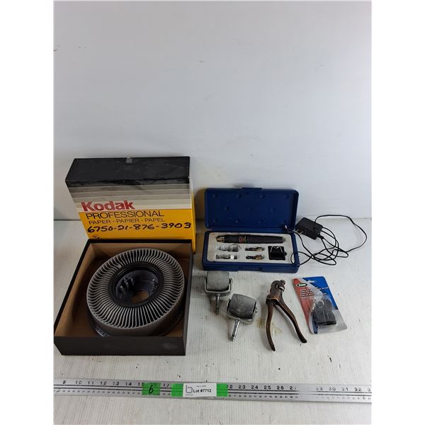 Kodak Slide Tray, Saw Blade Cutter, Soldering Gun, Furniture Wheels, Whistle