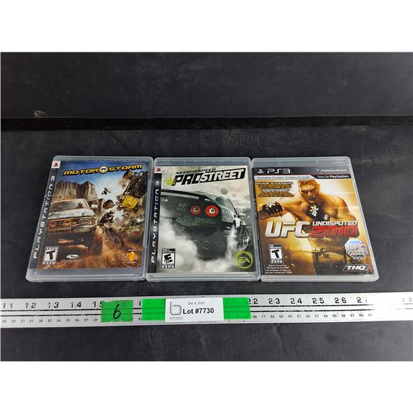 Sony Playstation 3 Games - Motor Storm, Needs For Speed Pro Street, UFC 2010