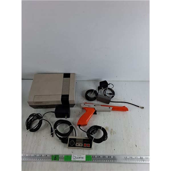 Nintendo Entertainment System Console, Joystick, Zapper Gun, Misc Cords - Powers On, As Is