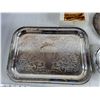 Image 2 : Silver Serving Tray 16" x 12" Tea Spoons, Silver Bowl & Plate, Jewelry Box