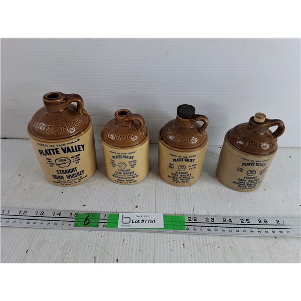 (4) Platte Valley Crock Jugs