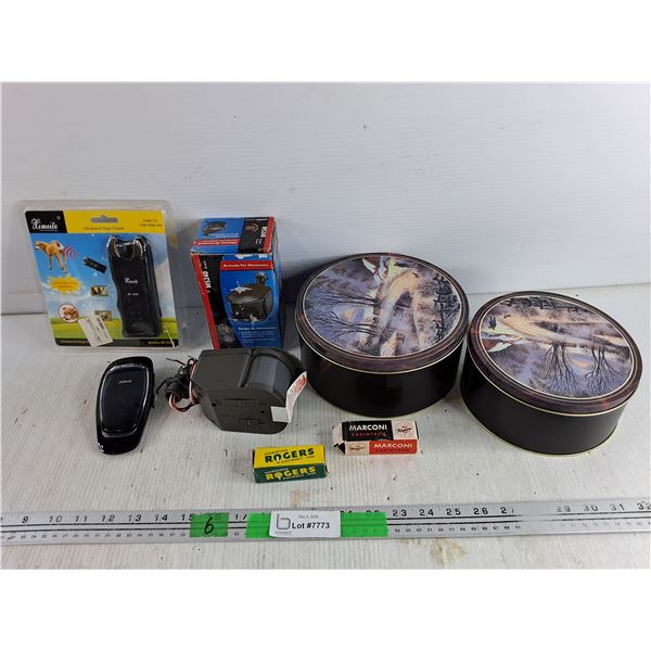 Ultrasonic Dog Chaser, Motion Sensor, Electronic Tubes, Metal Boxes, Misc