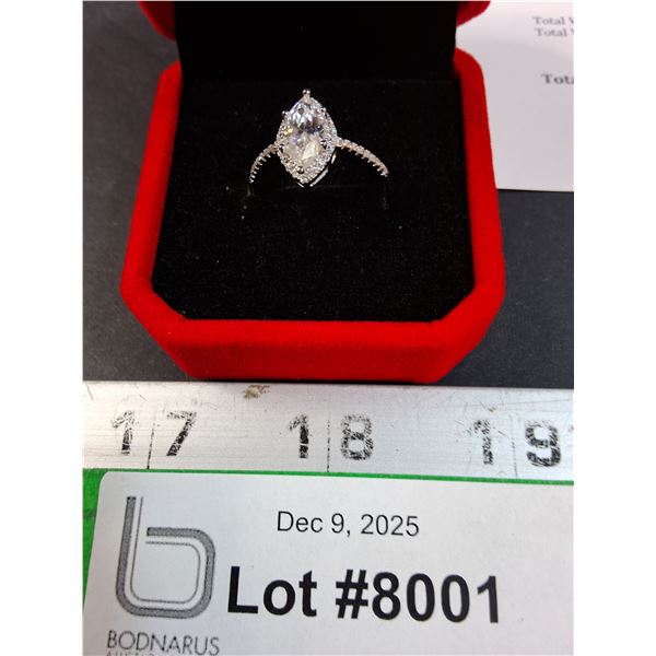 ^ 1 Ct GRA Certified Marquise Cut Moissanite Stone, VVS D Color w/40 Cubic Zirconia Stones in Marqui