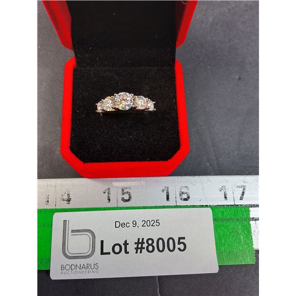 ^ 3.6 Ct GRA Certified Moissanite Stone w/5 Moissanite Stones Set in Sterling Silver Band - Size 7