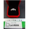 Image 1 : ^ 4 Ct GRA Certified Moissanite Stone w/2 Moissanite Set in Sterling Silver - Size 6