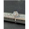Image 7 : ^ 2 Ct GRA Moissanite Stone w/34 Cubic Zirconia & Sterling Silver Ring Jacket w/52 Cubic Zirconia- S
