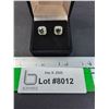 Image 1 : ^ 1 Ct GRA Certified Moissanite Green Stone w/32 Cubic Zirconia Set in Sterling Silver Stud Earrings