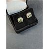 Image 4 : ^ 1 Ct GRA Certified Moissanite Green Stone w/32 Cubic Zirconia Set in Sterling Silver Stud Earrings