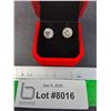 Image 1 : ^ 2 Ct GRA Certified Moissanite Stone w/ 40 Cubic Zirconia Set in Sterling Silver Stud Earrings w/Sc