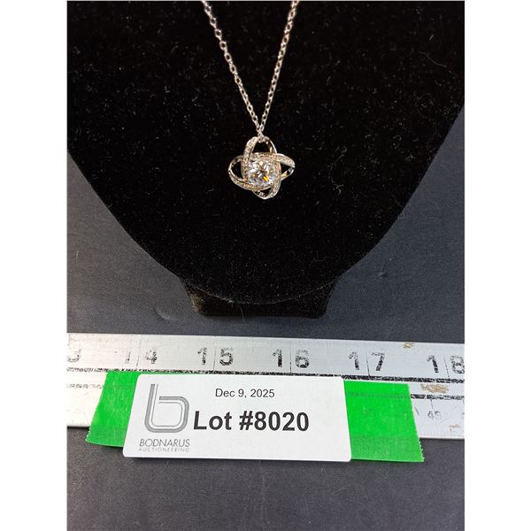 ^ 1 Ct GRA Certified Moissanite Stone w/40 Cubic Zirconia Set in Dual Halos Sterling Silver Pendant 