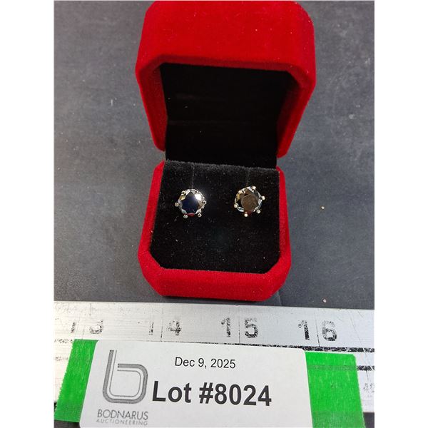 ^ 4 Ct GRA Certified Moissanite Black Stones Set In Sterling Silver Stud Earrings - Screwbacks