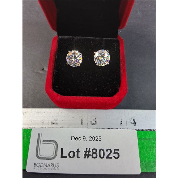 ^ 6 Ct GRA Certified Moissanite Stones Set in Sterling Silver Stud Earrings