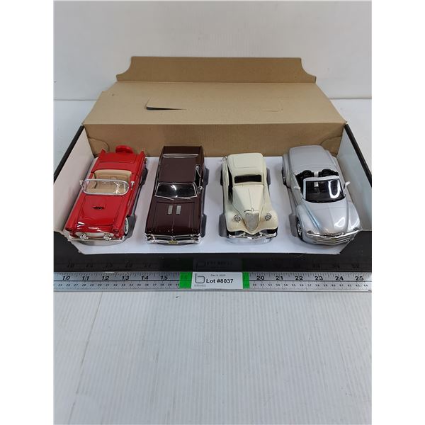 (4) Maisto Die Cast 1:24 Cars-Thunderbird,Nova,Chev SSR and Ford Coupe