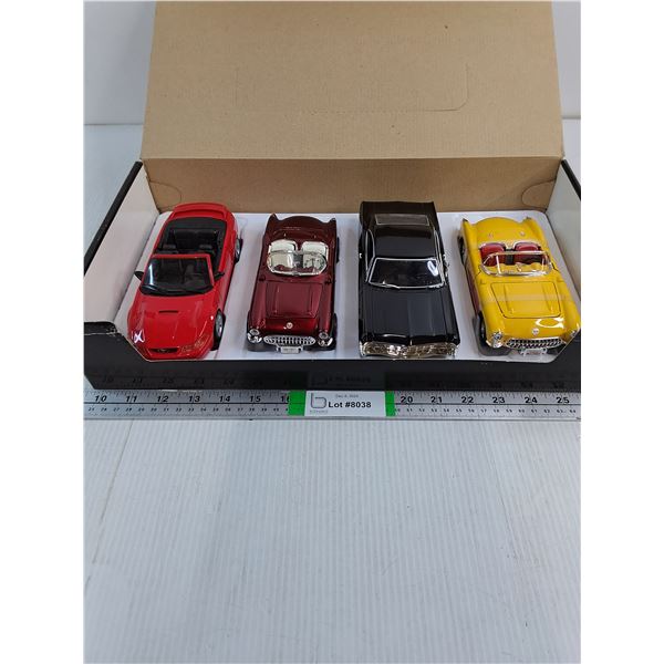 (4) Maisto Die Cast 1:24 Cars-Mustang,(2) Corvettes and 68 Impala