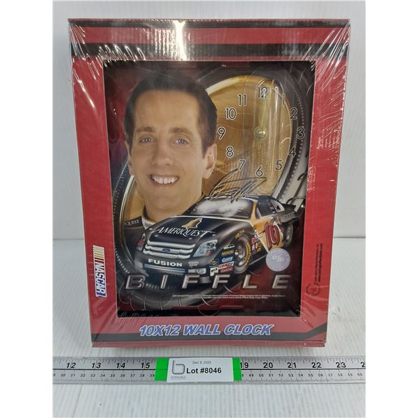 Nascar 10"x12" Wall Clock-Biffle-sealed