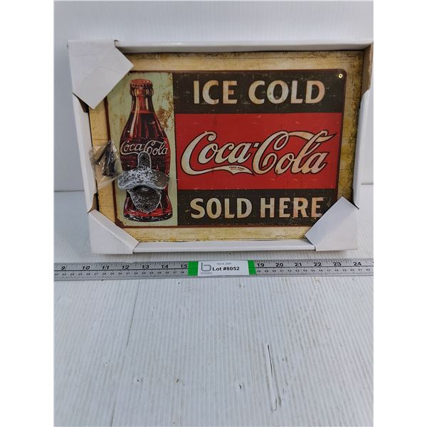 (1) Coca Cola Wall Mount Bottle Opener-13.5"x9.5"