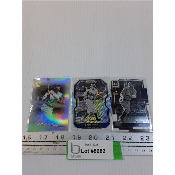 (3) Babe Ruth Baseball Trading Cards: 2009, 2021, 2022 - CANNOT GUARANTEE AUTHENTICATION