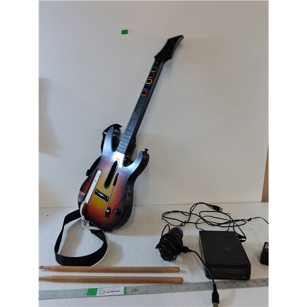 Wii Guitar, USB Microphone, Drum Sticks, Misc- Cannot Ship