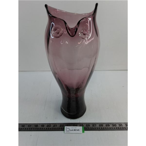 Purple Glass Owl Vase - 16" High -PICK UP