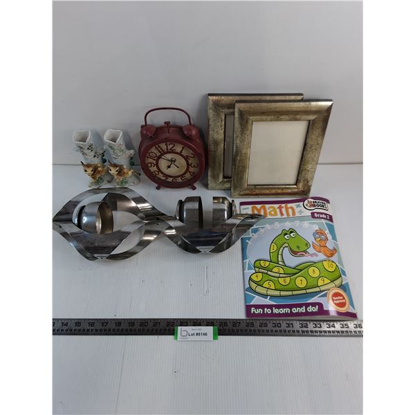Ceramic Vases, Metal Alarm Clock, Frames, Puzzle Book, Metal Decor