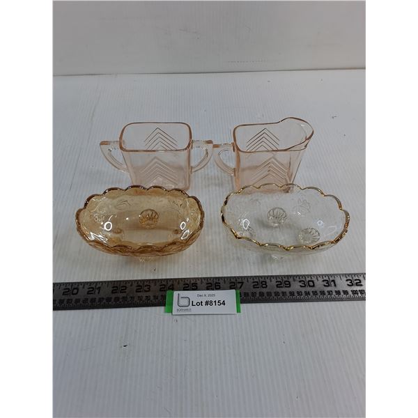 Amber/Pink Tinted Vintage Glassware