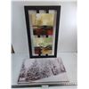 Image 1 : (2) Wall Art Decor (17" x 30" Abstract, 16" x 24" White Christmas) - PICK UP