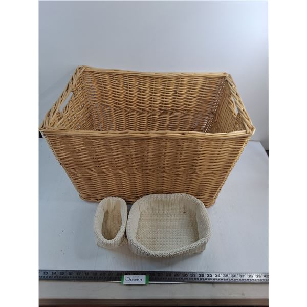 Large Wicker Basket - 24x17x15", Pair of Knit Baskets - Pickup Preferred