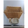 Image 1 : Large Wicker Basket - 24x17x15", Pair of Knit Baskets - Pickup Preferred