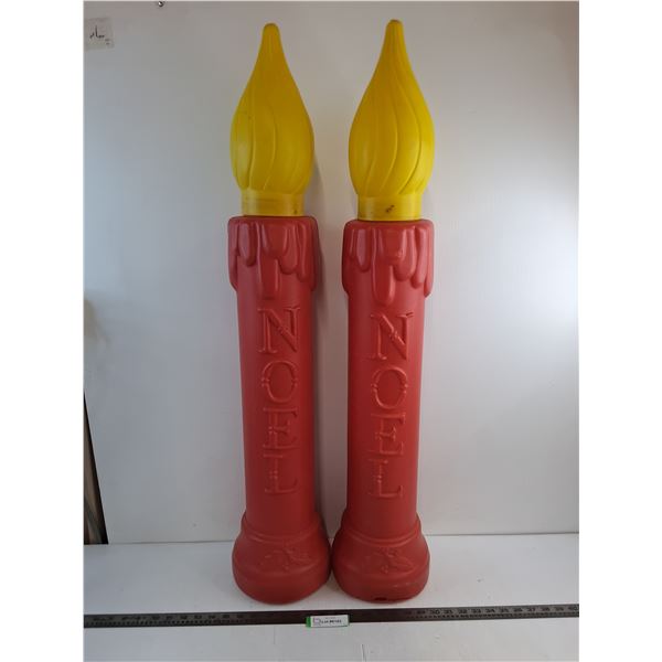* (2) Electrified Blow-Mold Noel Candles - Tested - 39" Tall - Pickup Only