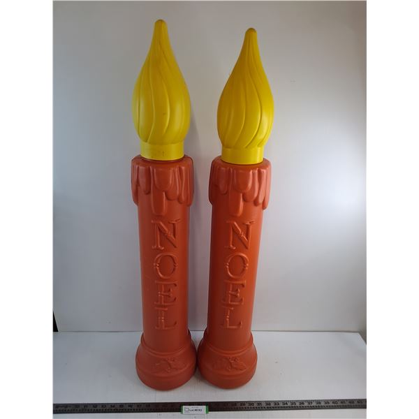 * (2) Electrified Blow-Mold Noel Candles - Tested - 39" Tall - Pickup Only