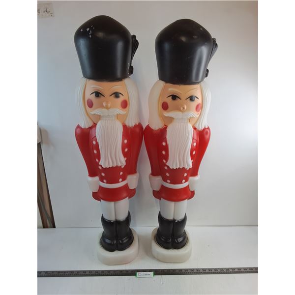 * (2) Electrified Blow-Mold Nut Cracker Soldiers - Tested - 38" Tall - Pickup Only