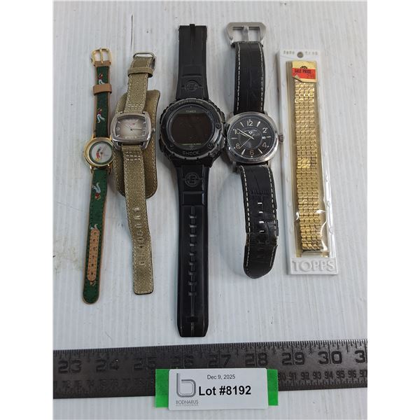 (4) Wrist Watches (Swiss Legend, Timex, Dickie's, Tomer), Watch Band