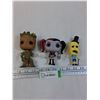 Image 1 : (3) Funko POP Figurines: Groot, Harley Quinn, Mr.Poopy