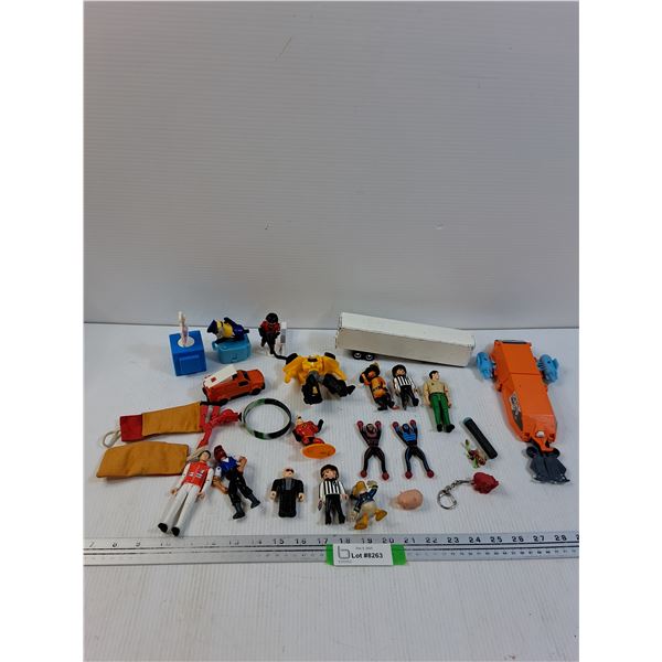 (15+) Toy Lot: McDonalds Toys, Donald Duck, Kenworth Die Cast Trailer, Misc