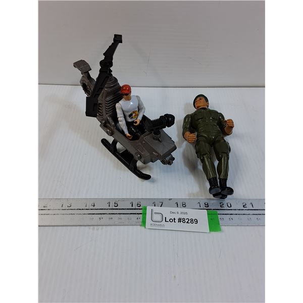 (2) Figurines: Army Sargent & Bass Pro Shops Helicopter Set