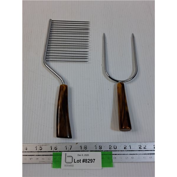 Bakelite Tortoise Shell Cake Breaker/Cutter & Carving Fork
