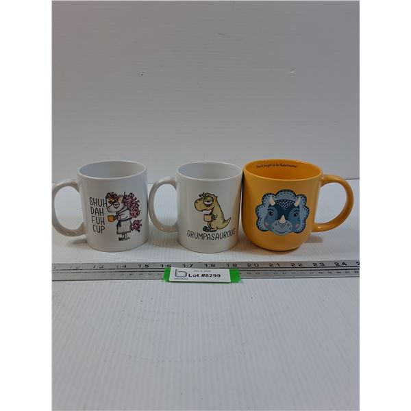 (3) Mugs: Dinosaur & Unicorn