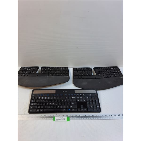 (3) Keyboards: Microsoft & Logitech Bluetooth - As Is