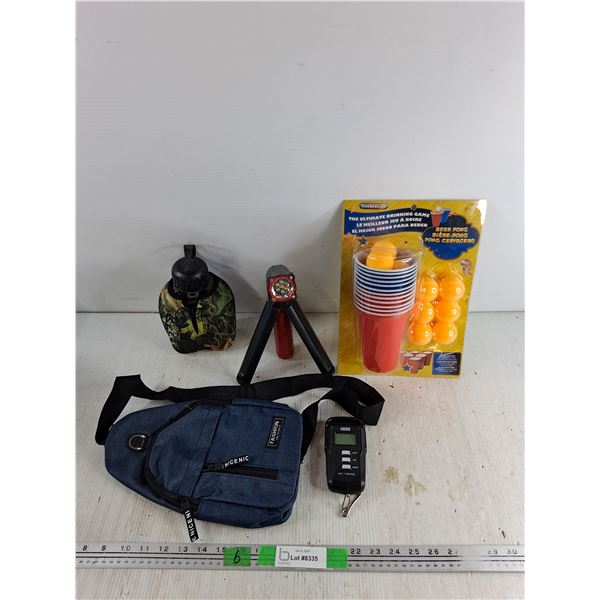 Water Flask, The Ultimate Drinking Game, Flashlight, Crossbody Bag, 50kg Electric Scale - As Is
