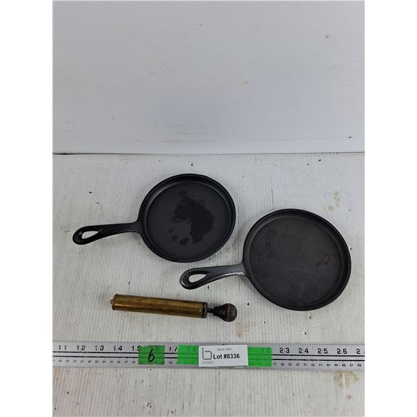 (2) 6" Egg Frying Pans, Vintage Brass Pump