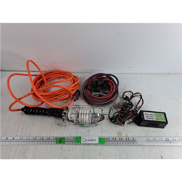 Troublelight - Powers On, As Is, Heavy Duty Battery Charger, Bungee Cords