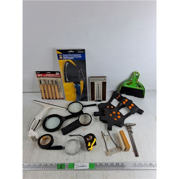 Carving Knife Set, Stainless Steel Camping Axe, Magnifying Glasses, Squeegee, Lock De Icer, Caliper