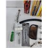 Image 2 : Round Bastard File, Wallboard Saw, 6 & 12V Circuit Tester, Screwdrivers, Wrenches, Vise Grips, Misc