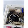 Image 4 : Power Bars, AM/FM Radio Alarms, Fly Swatter, Misc Cords, Telephones, Plastic Crate, Misc, As Is