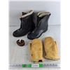 Image 1 : Insulated Rubber Boots - Size 8, Leather Belt, Winter Mittens