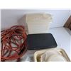Image 6 : Tupperware Containers, Extension Cord - Approx 9', Plastic Spatula, Measuring Pitcher, Misc