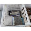 Image 2 : Assorted Hardware, Plastic Crate 13" x 16" x 11", Rope, Door Stoppers, Furniture Wheels, Misc